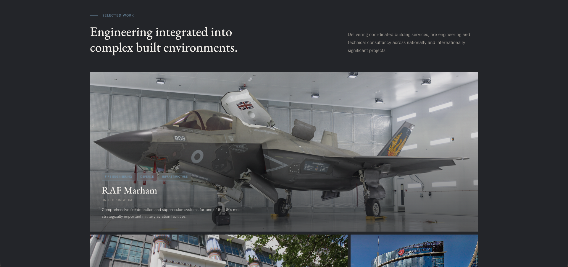Osborn Associates website, section below the hero