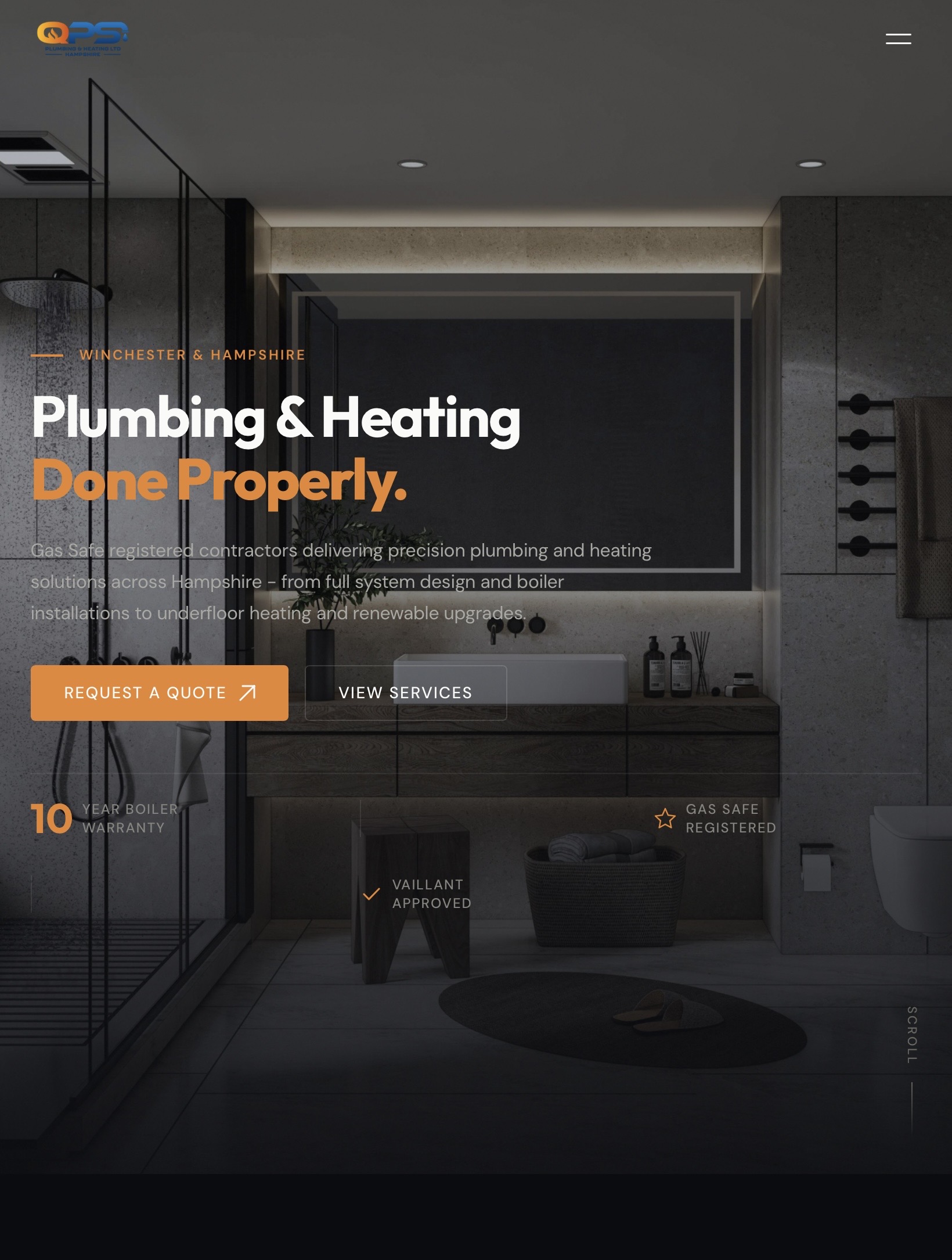 Quadrant Plumbing tablet site, hero