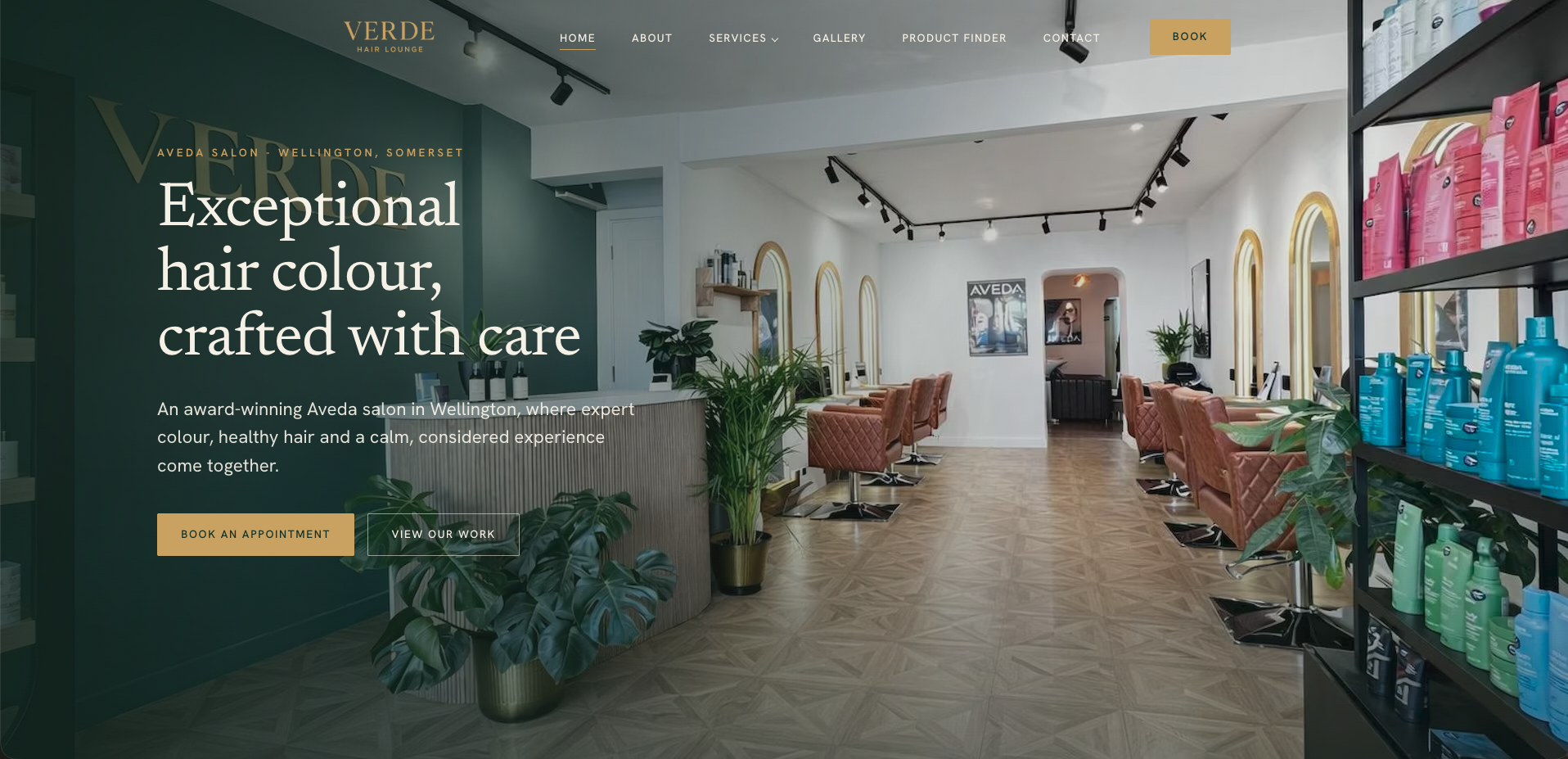 Verde Hair Lounge website hero